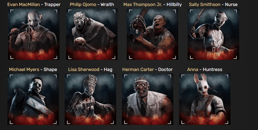 horror games character collection