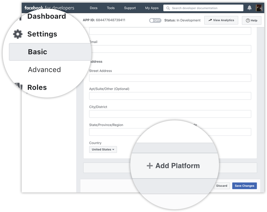 facebook developer account