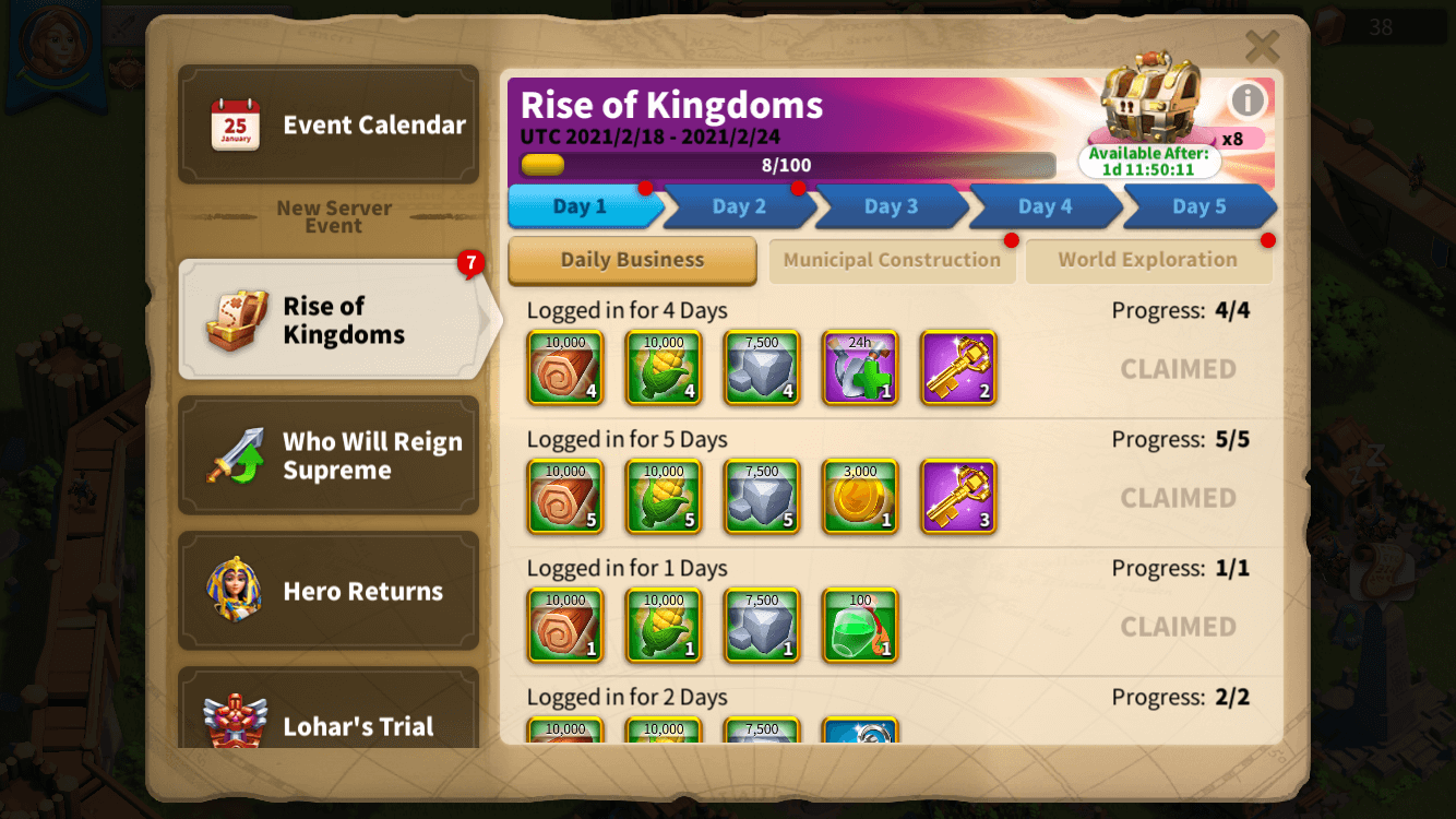 events rise of kingdoms