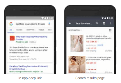 Example of App Indexing for AliExpress.
