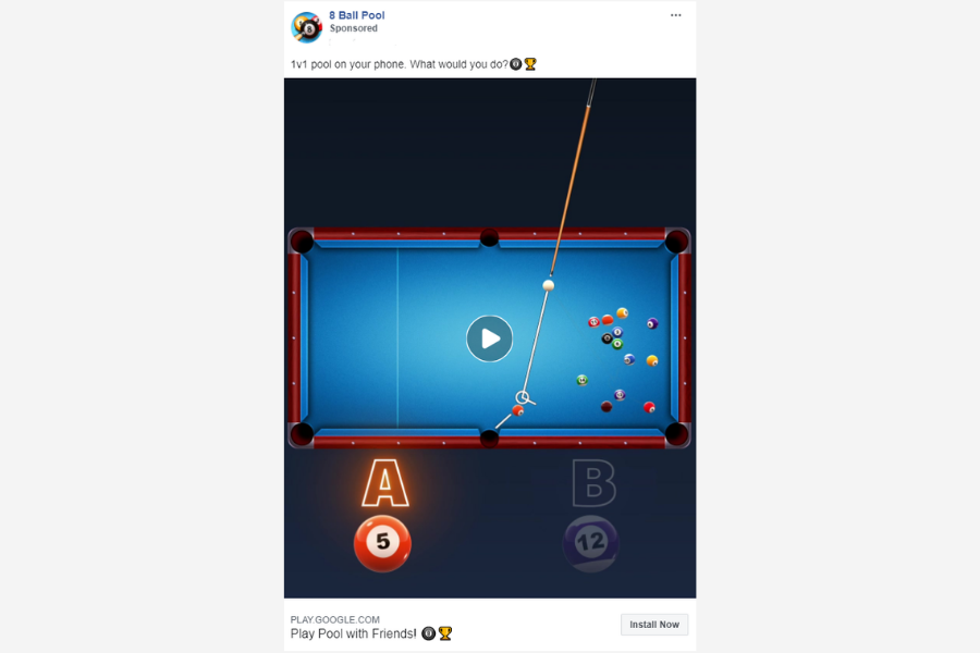 8 ball pool facebook ad