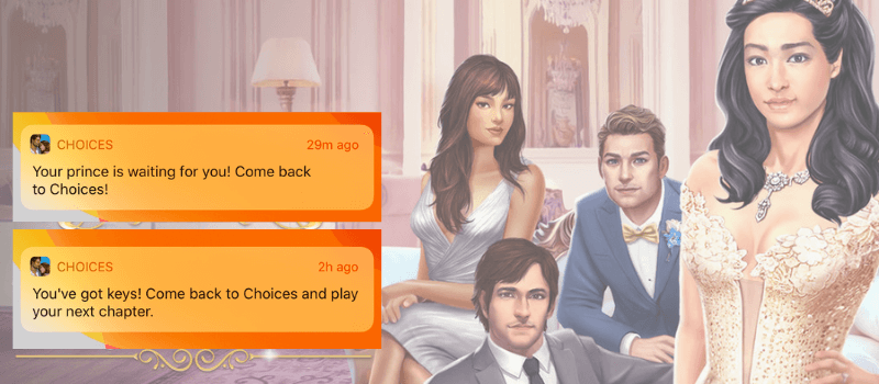 choices examples of mobile game push notifications
