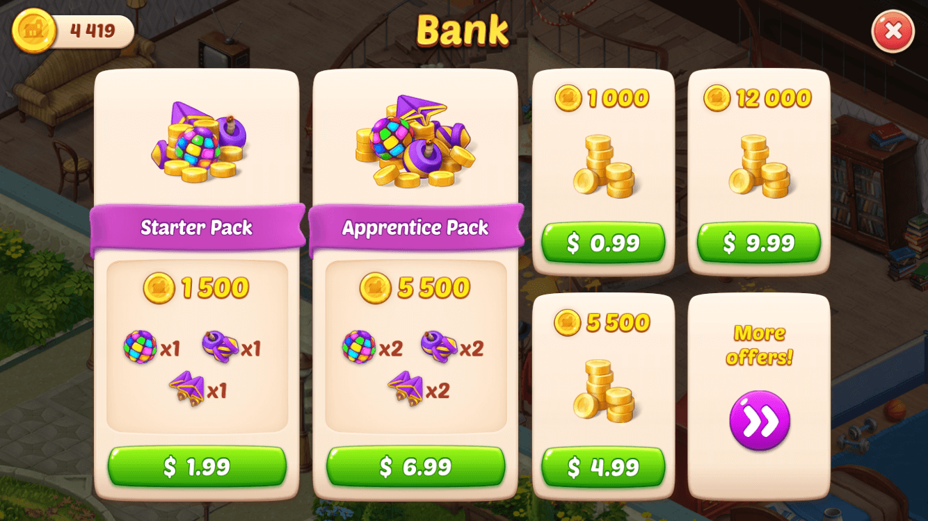 bank homescapes monetization