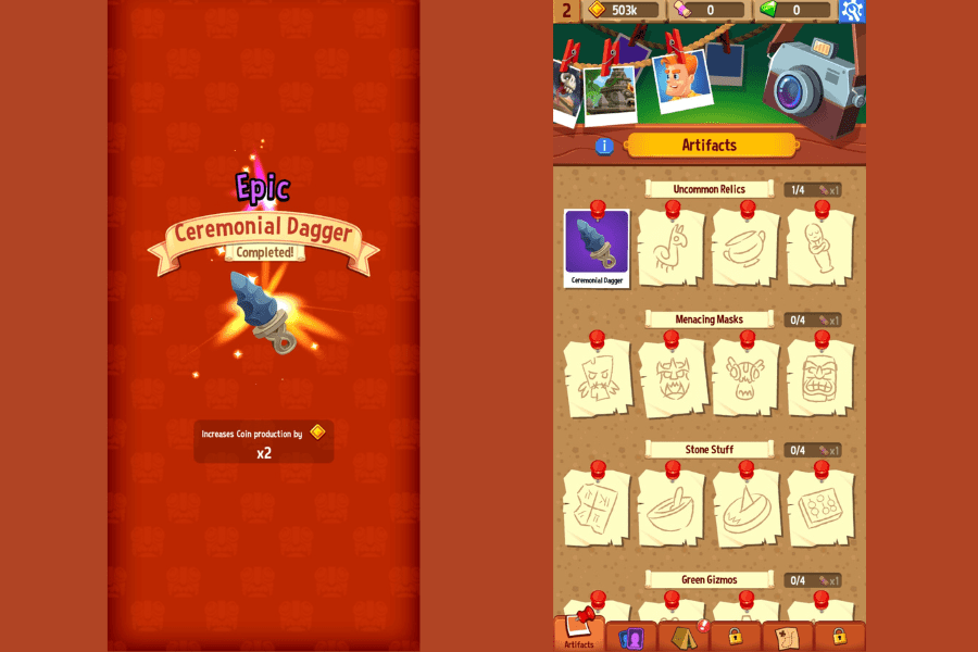 temple run idle explorers artifacts