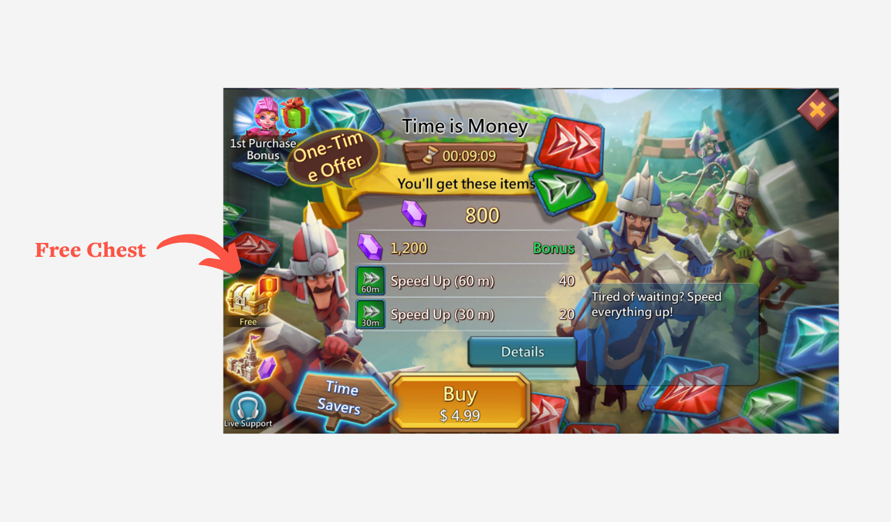 lords mobile monetization free chest