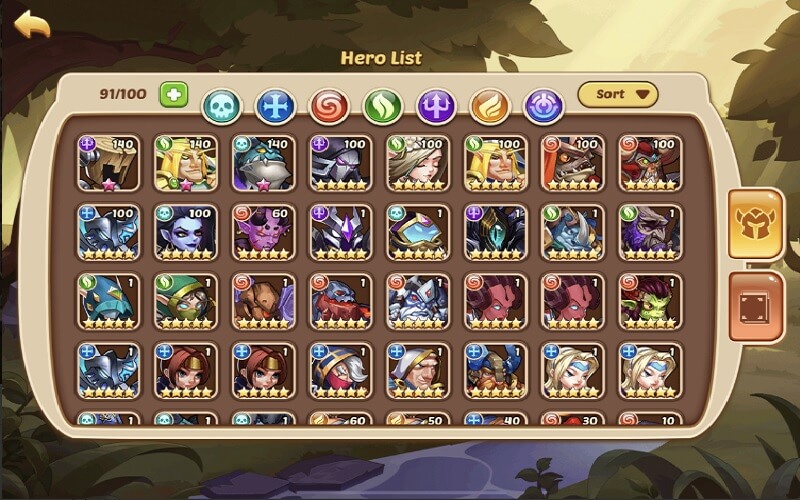 idle heroes characters