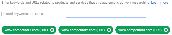 custom intent competition audience