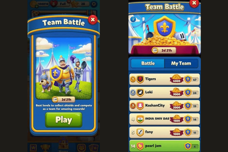team battle in royal match