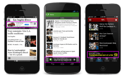 mobile game native banner ads example