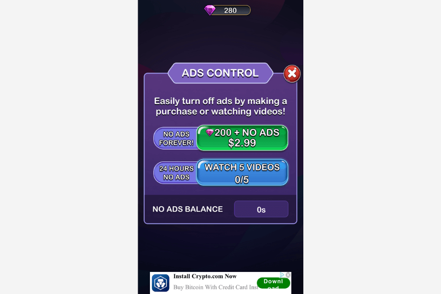 ad placement trivia star no ads