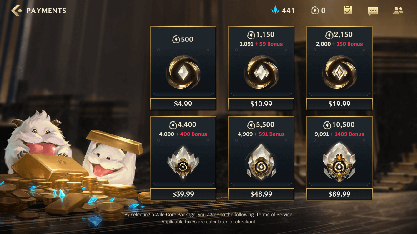 wild cores wild rift monetization