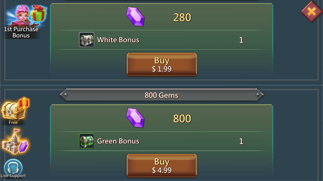 lords mobile monetization in game store