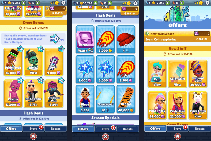 subway surfers monetization in-app purchase offers