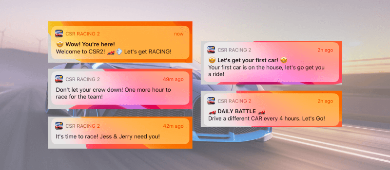 csr racing 2 choices examples of mobile game push notifications