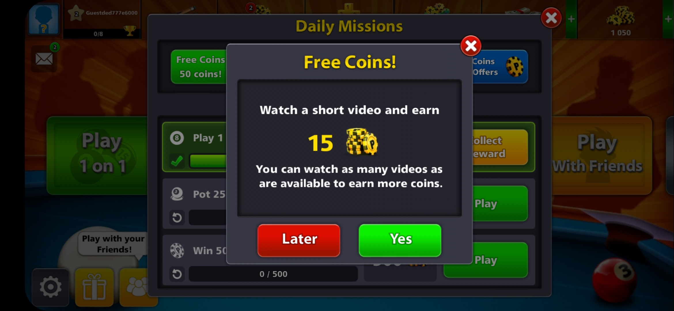 8 ball pool rewarded video ads information