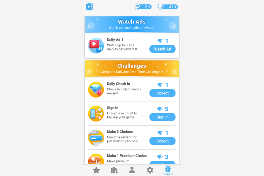choices: stories you play monetization rewarded video ads daily ads