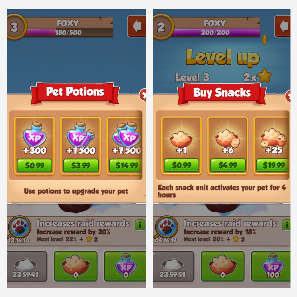 pet collection in-app purchases