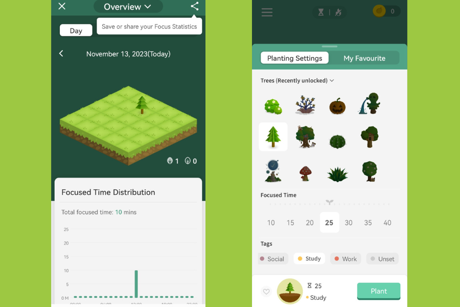 forest app planting trees