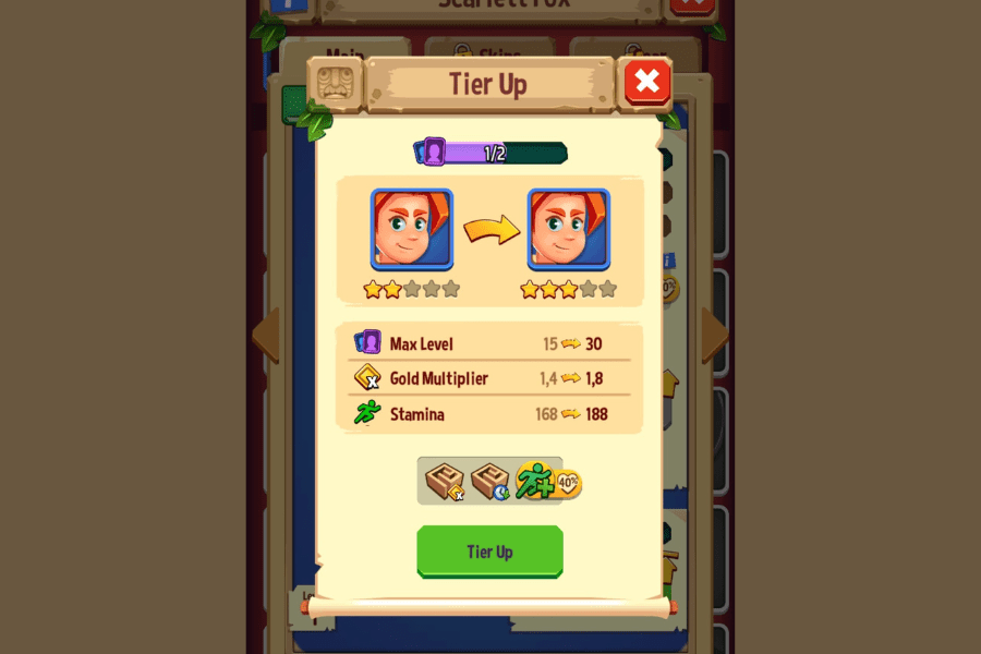 temple run idle explorers tier up